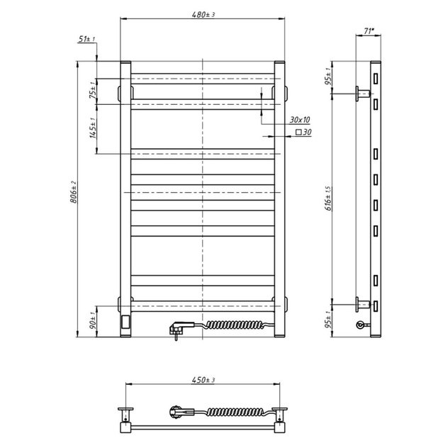 Elektrinis rank&scaron;luosčių džiovintuvas Navin Avangard 480*800, antracito, 12-928053-4880