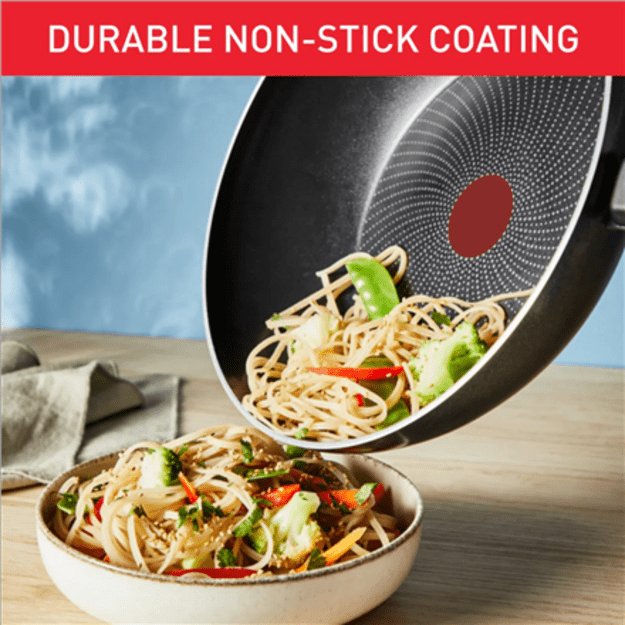 TEFAL Pan | H0561942 | Wok | Diameter 28 cm | Suitable for induction hob | Fixed handle | Black