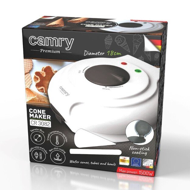 Camry Waffle maker/cone maker | CR 3082 | 750 W | Number of pastry 1 | Waffle | White 2
