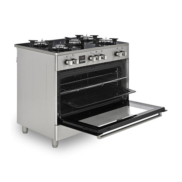 Ravanson KWGE-K90 Glass Inox gas-electric cooker 3