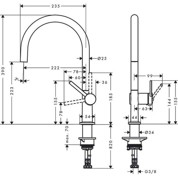 Virtuvinis maišytuvas Hansgrohe TALIS M54 72843670 (juodas matinis) 1