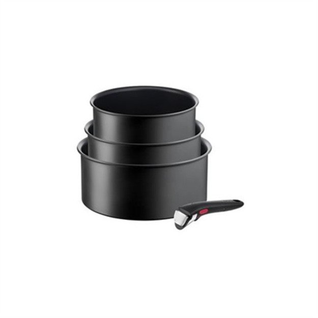 TEFAL Pot Set, 4 pcs | L7649453 Ingenio Ultimate | 16/18/20 cm | Aluminum | Black