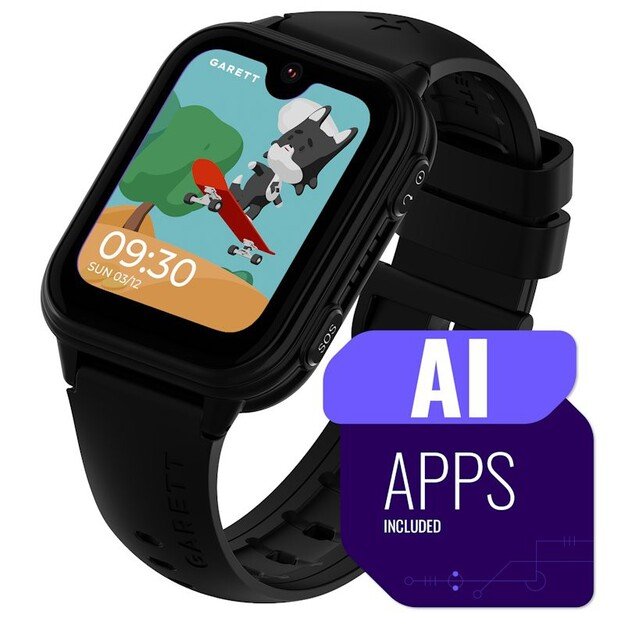 I&scaron;manusis laikrodis su lietuvi&scaron;ku meniu Garett Kids Vibe AI 4G su GPS, kamera, Black