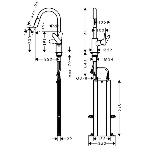 Virtuvinis maišytuvas Hansgrohe Focus M41 73880000