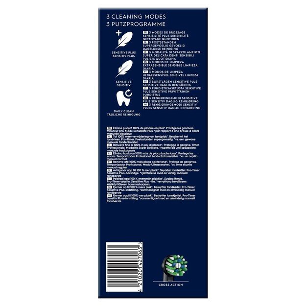 Oral-B Vitality Pro, Adult, Rotating toothbrush, Daily care, Sensitive, Black, 2 min, Battery 2