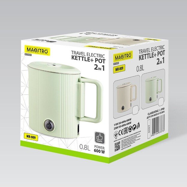 Electric kettle / travel pot Maestro MR-009 0.8 L 600 W (MR-009-MINT) Mint 2