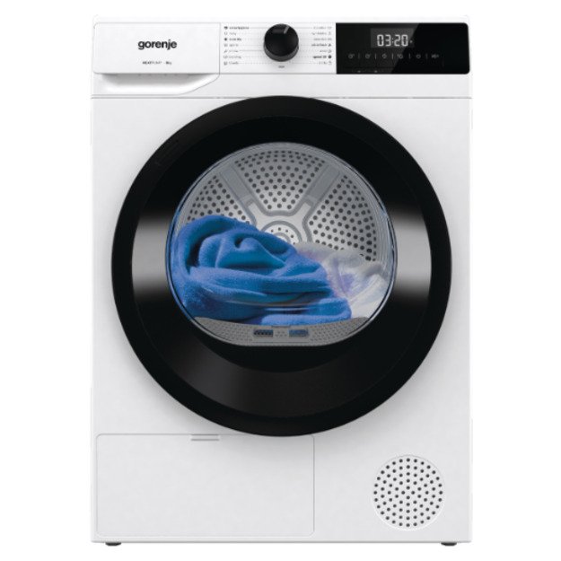 Gorenje Dryer Machine | DHNE82 | Energy efficiency class Class D | Front loading | 8 kg | LED | Depth 55 cm | White