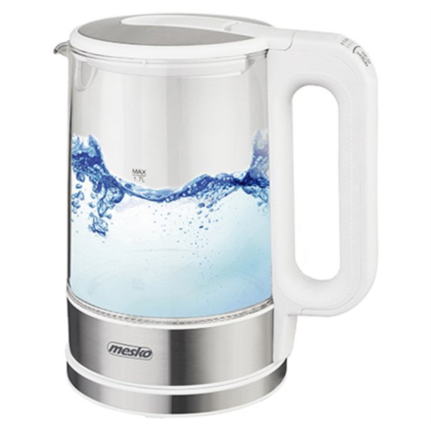 Mesko | Kettle | MS 1301w | Electric | 1850 W | 1.7 L | Glass/Stainless steel | 360&deg; rotational base | White