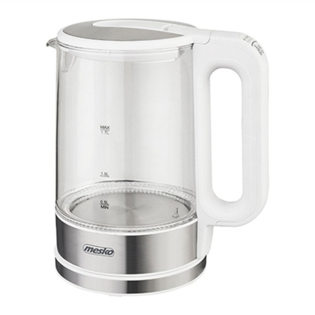 Mesko | Kettle | MS 1301w | Electric | 1850 W | 1.7 L | Glass/Stainless steel | 360&deg; rotational base | White 6