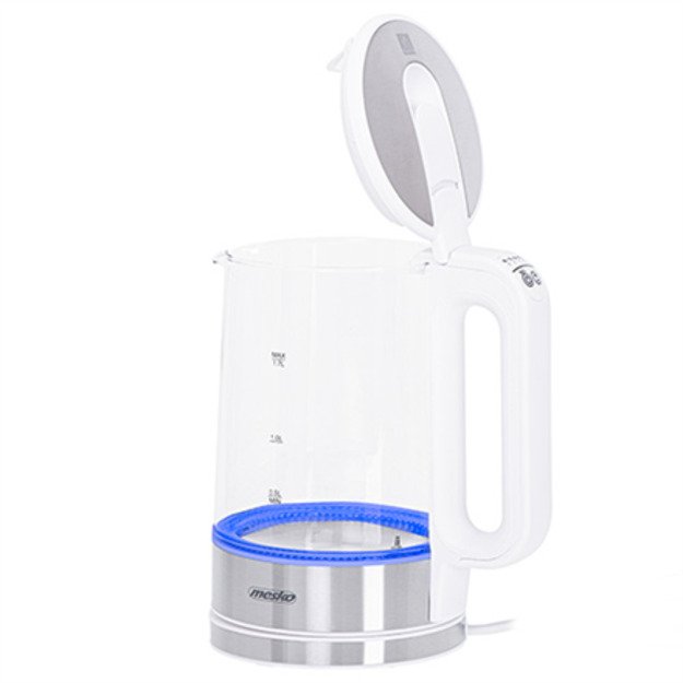 Mesko | Kettle | MS 1301w | Electric | 1850 W | 1.7 L | Glass/Stainless steel | 360&deg; rotational base | White 3