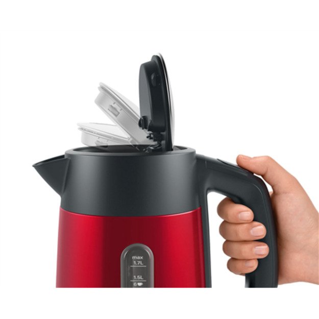 Bosch | Kettle | DesignLine TWK4P434 | Electric | 2400 W | 1.7 L | Stainless steel | 360&deg; rotational base | Red/Black 2