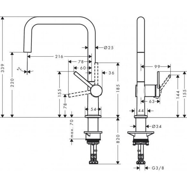 Plautuvės maišytuvas Hansgrohe Talis M54, U 220, 1jet, 72806000, chromo