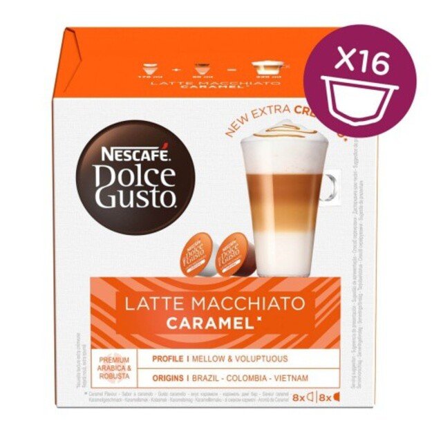 Nescafe Dolce Gusto Caramel Latte Macchiato kava, 16 kapsulių dėžutėje