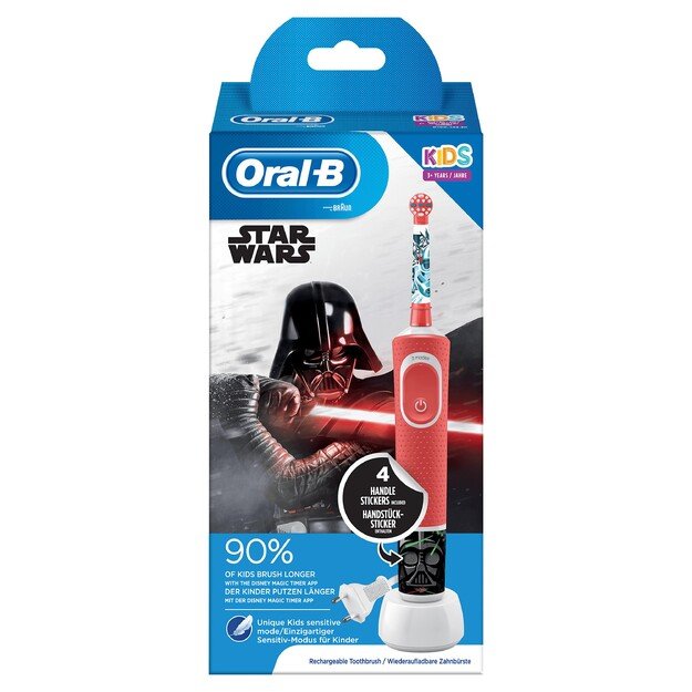 Oral-B | Electric Toothbrush with Disney Stickers | D100 Star Wars | Rechargeable | For kids | Number of brush heads included 2