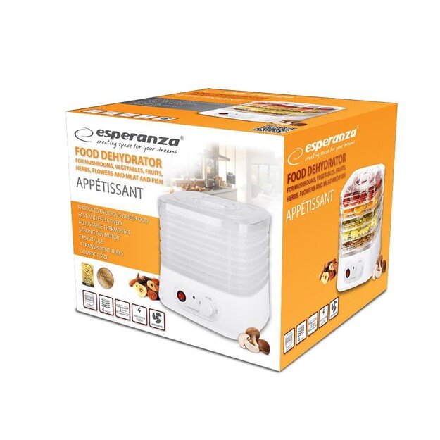 Esperanza EKD004 Food dehydrator,Transparent,White 250 W