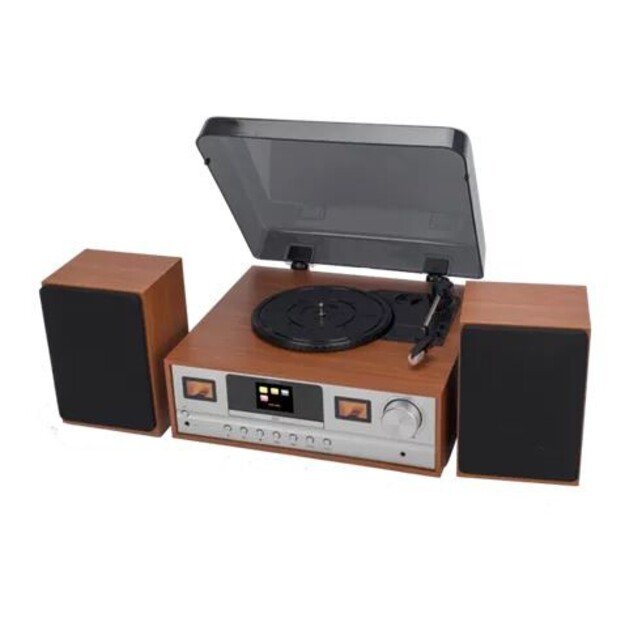 Denver MRD-52 retro stereo system with light wood turntable