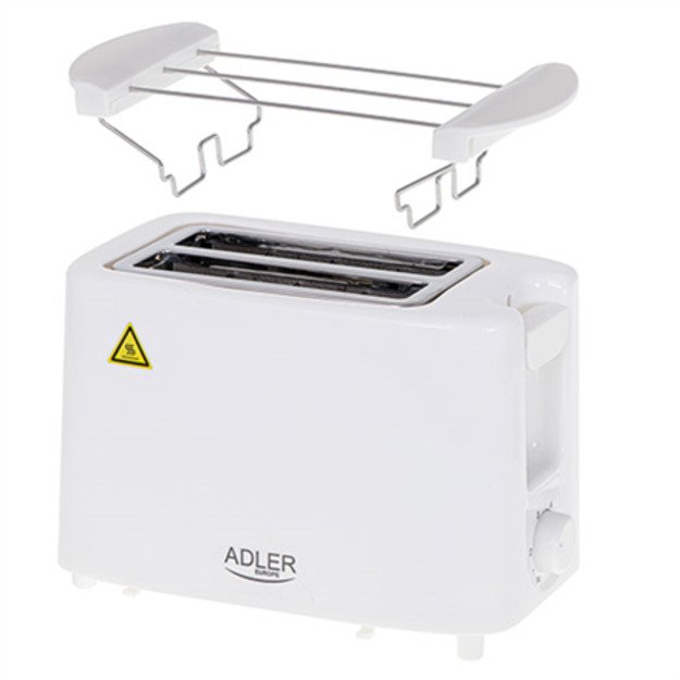 Adler | AD 3223 | Toaster | Power 750 W | Number of slots 2 | Housing material Plastic | White