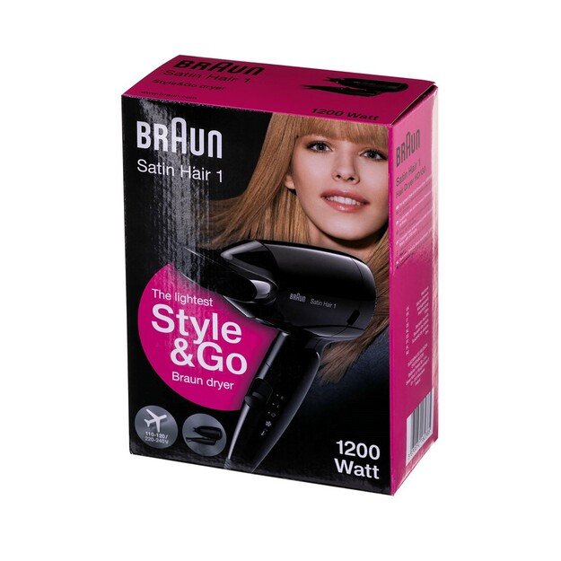 Braun HD130 hair dryer 1200 W Black