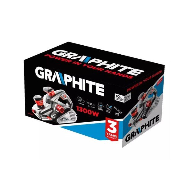 Electric Planer Graphite 1300W, planing depth 3.5mm, planing width 110mm 2