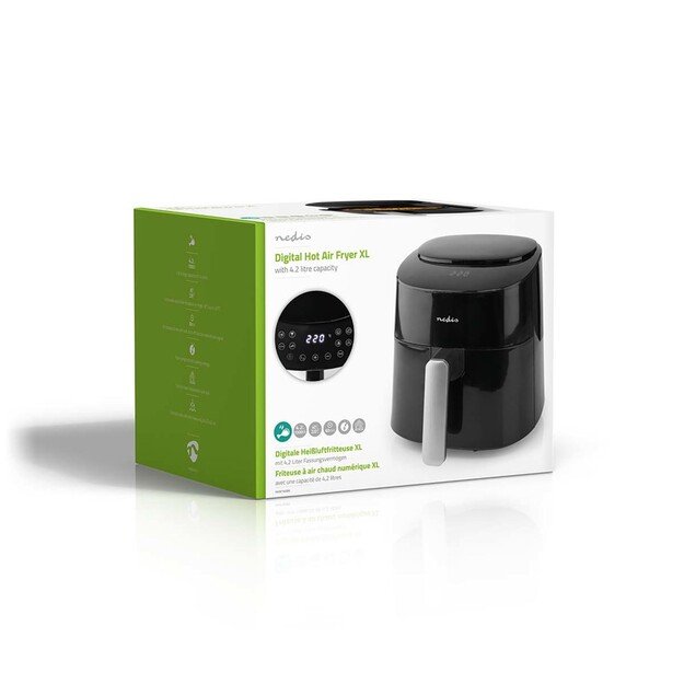 Nedis KAAF160BK fryer Single 4.2 L Stand-alone 1300 W Hot air fryer Black 4