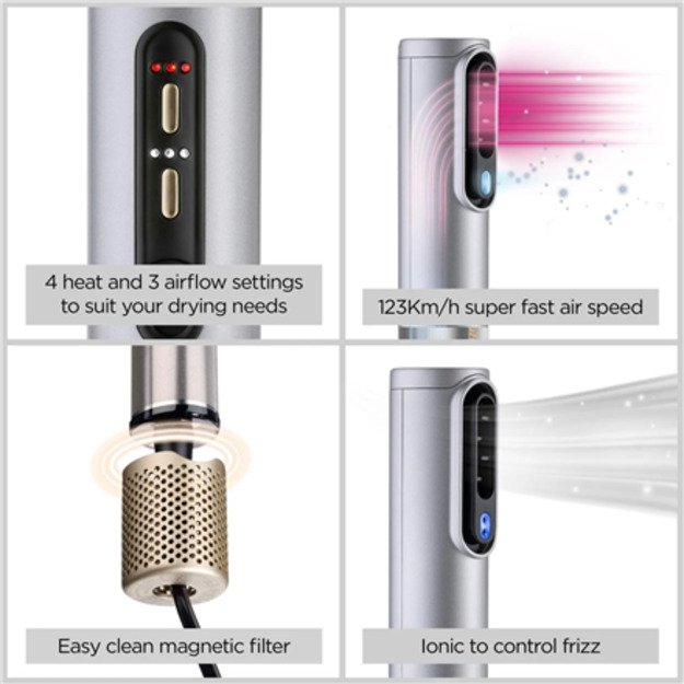 BABYLISS | Hair styling comb | Air Wand AS6555E | Ion conditioning | Number of heating levels 4 | 1600 W | Chrome