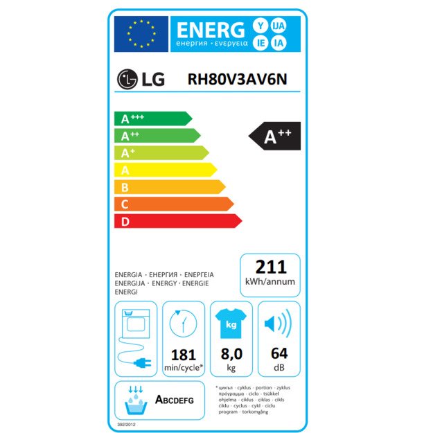 Džiovyklė LG RH80V3AV6N