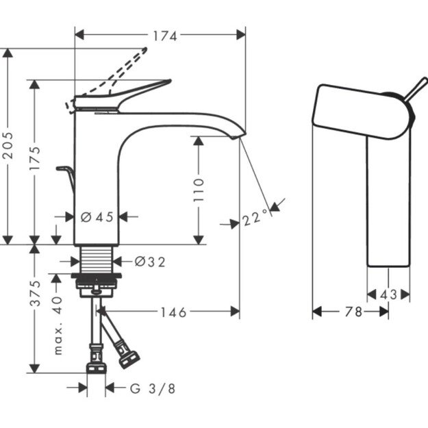 Praustuvo maišytuvas Hansgrohe Vivenis, 75024700, baltas matinis