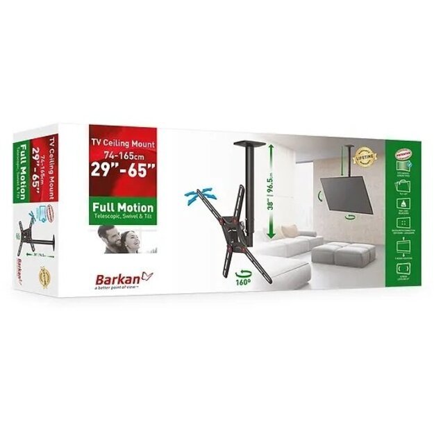 BARKAN 3500B.B 29 -65  LED TV, 3 lankstų, lubinis, juodas