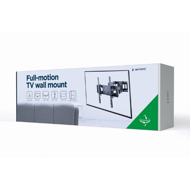 Gembird | Full-motion wall mount | WM-55ST-04 | Tilt, Swivel | 32-55   | Maximum weight (capacity) 35 kg | Black