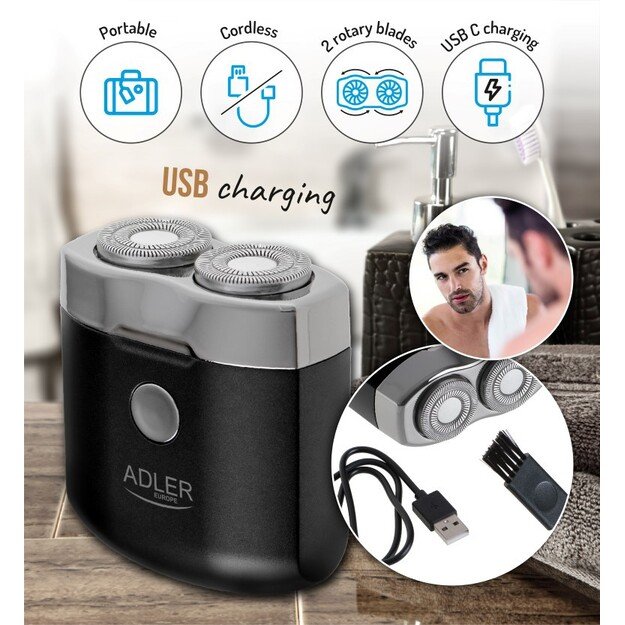 Adler | Travel Shaver | AD 2936 | Operating time (max) 35 min | Lithium Ion | Black