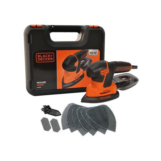 Ekcentrinis šlifuoklis 120W, lagaminas BLACK&DECKER