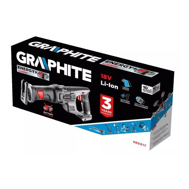 Graphite cordless Energy+ 18V, Li-Ion sabre saw, without battery pack