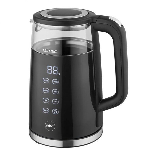 ELDOM Kettle NEVO, 2200 W, 1.7 L, temperature control, plastic + glass