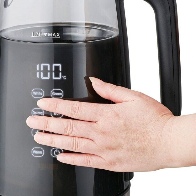 ELDOM Kettle NEVO, 2200 W, 1.7 L, temperature control, plastic + glass