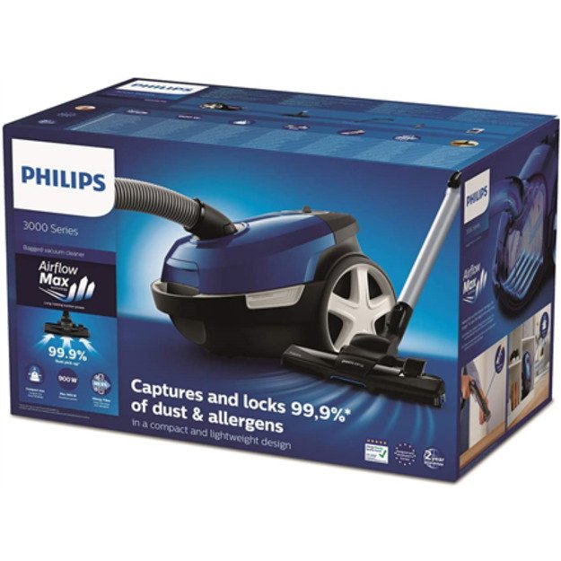 Philips 3000 series 99.9% dust pick-up * 900W Bagged vacuum cleaner