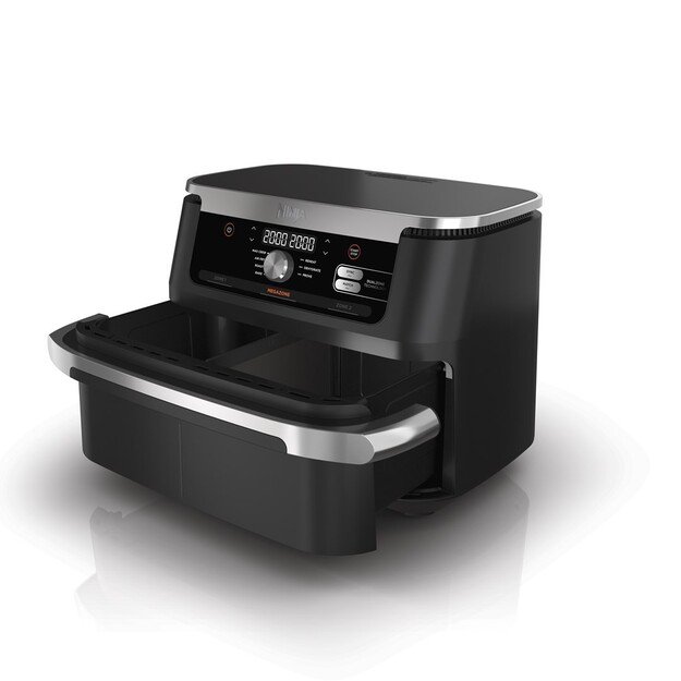 Ninja AF500EU fryer Double 10.4 L Stand-alone 2470 W Hot air fryer Black, Stainless steel