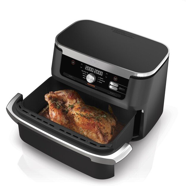 Ninja AF500EU fryer Double 10.4 L Stand-alone 2470 W Hot air fryer Black, Stainless steel