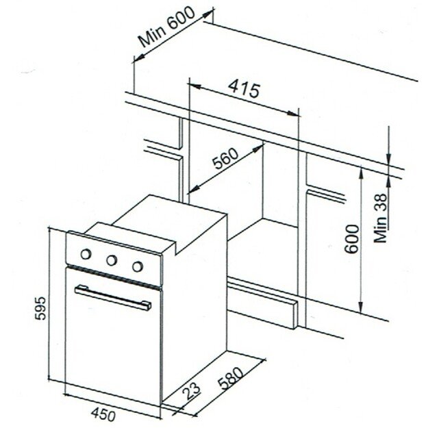 Įmontuojama orkaitė Allenzi KBH-5260 BX, 45 cm pločio