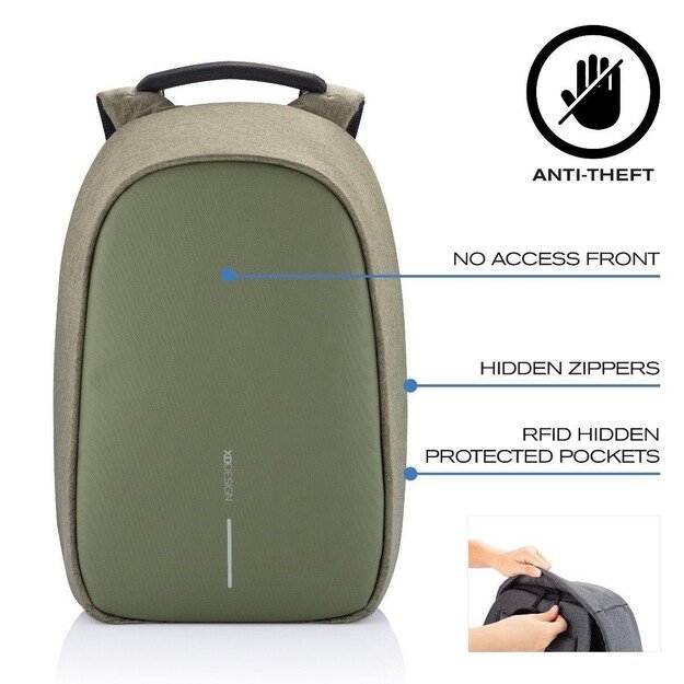 XD DESIGN ANTI-THEFT BACKPACK BOBBY HERO SMALL GREEN P/N: P705.707