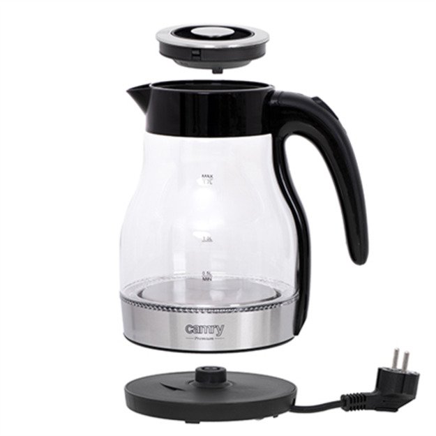 Camry | Kettle | CR 1300 | Electric | 2200 W | 1.7 L | Glass | 360° rotational base | Black 3