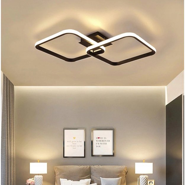 Decorative lamp 2 squares 42W black + remote control 3