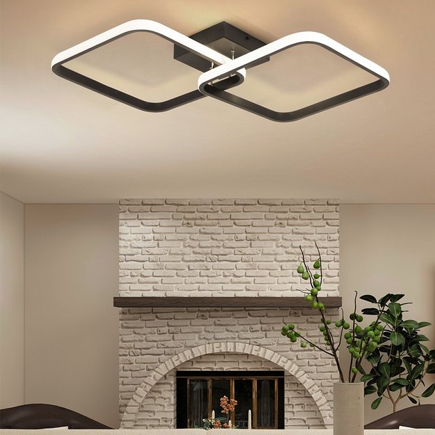 Decorative lamp 2 squares 42W black + remote control 1