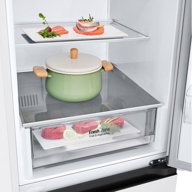 LG Refrigerator | GBV21L0ESW | Energy efficiency class E | Free standing | Combi | Height 186 cm | No Frost system | Fridge net 3