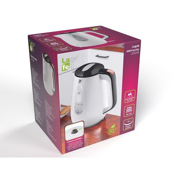 LAFE CEG018 white electric kettle 1.7 L Black, White 2200 W 5