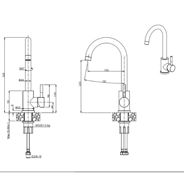 Plautuvė su maišytuvu Quadron GO SMART VERY BLACK, TQ6244GSBLM 4