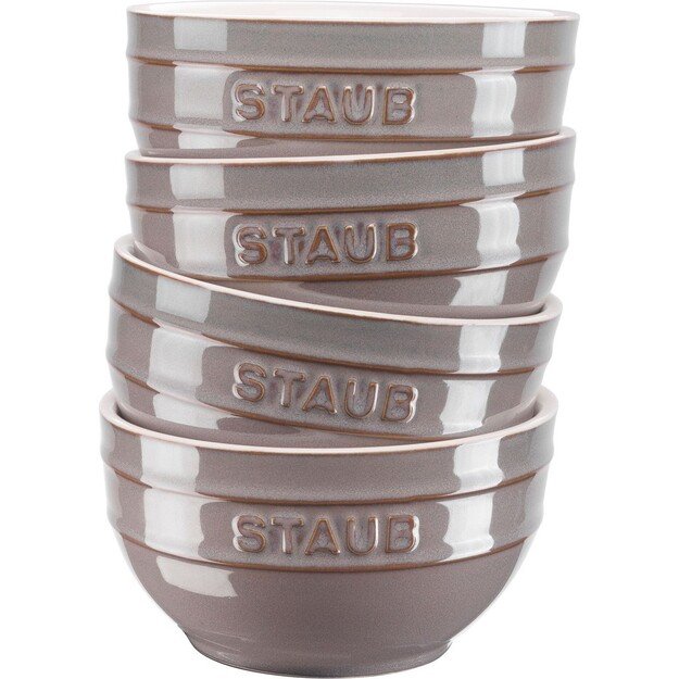 Set of 4 Staub round bowls - 14 cm, Antique grey