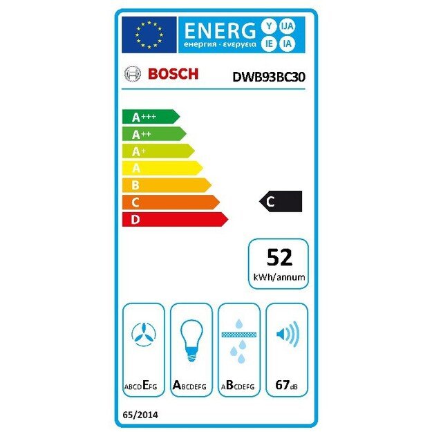 Bosch DWB93BC30 cooker hood Wall-mounted Stainless steel 400 m&sup3;/h