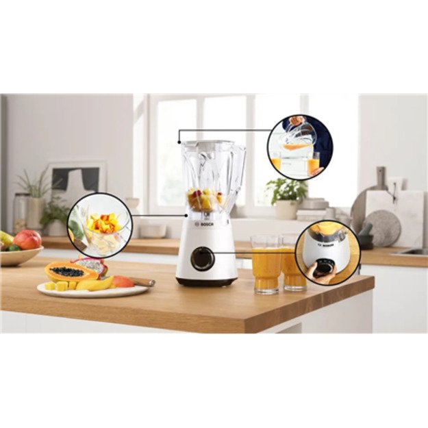 Bosch Blender | MMB6141W VitaPower Series 4 | Tabletop | 1200 W | Jar material Tritan | Jar capacity 1.5 L | White 5