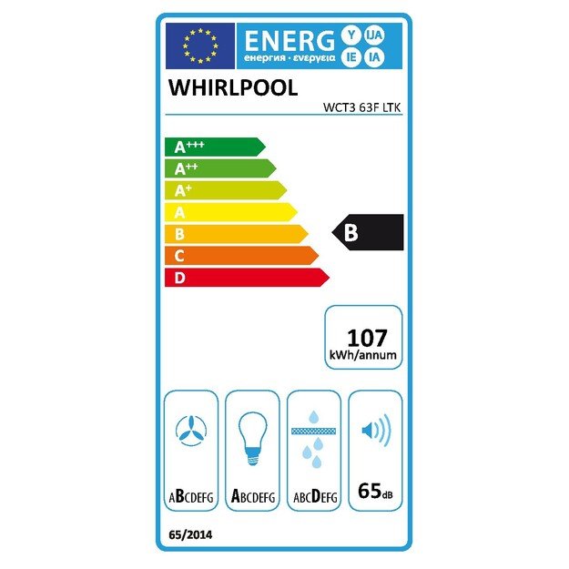 Whirlpool Hood | WCT3 63F LTK | Built-in | Energy efficiency class B | Width 51.4 cm | 430 m&sup3;