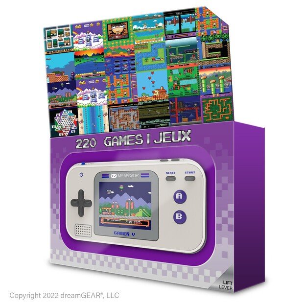 MY ARCADE GAMER V CLASSIC ne&scaron;iojama žaidimų konsolė 220 žaidimų viename, pilkas, violetinis